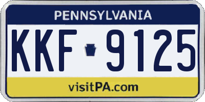 PA license plate KKF9125