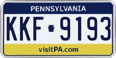 PA license plate KKF9193