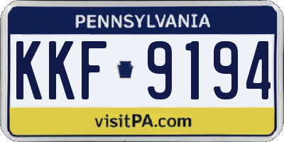 PA license plate KKF9194