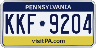 PA license plate KKF9204
