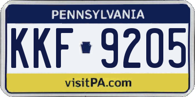 PA license plate KKF9205