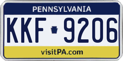 PA license plate KKF9206