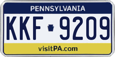 PA license plate KKF9209