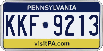 PA license plate KKF9213