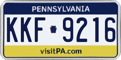 PA license plate KKF9216