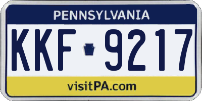 PA license plate KKF9217
