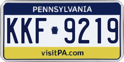 PA license plate KKF9219