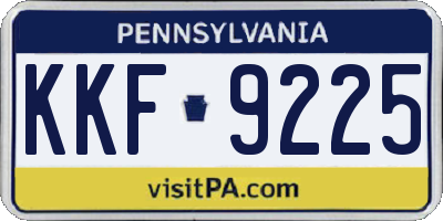 PA license plate KKF9225