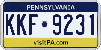 PA license plate KKF9231