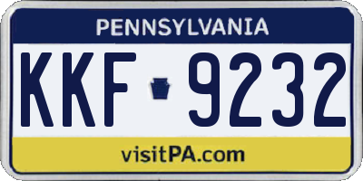 PA license plate KKF9232