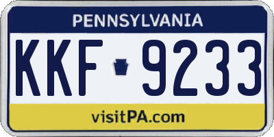 PA license plate KKF9233