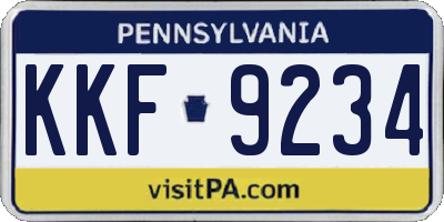 PA license plate KKF9234