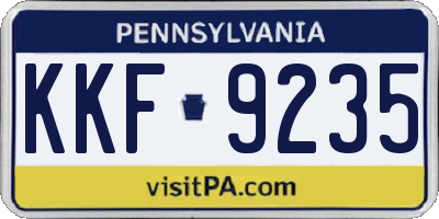PA license plate KKF9235