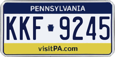 PA license plate KKF9245
