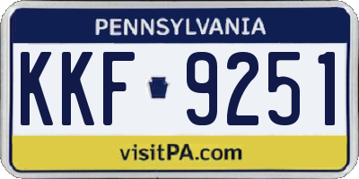 PA license plate KKF9251