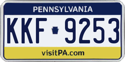 PA license plate KKF9253