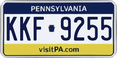 PA license plate KKF9255
