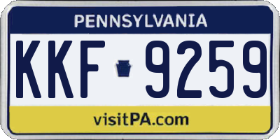 PA license plate KKF9259