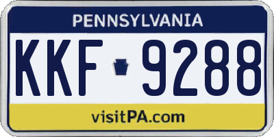 PA license plate KKF9288