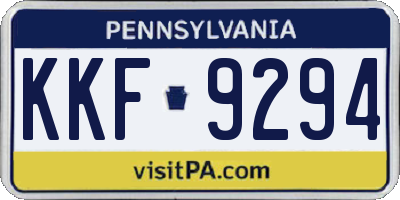 PA license plate KKF9294