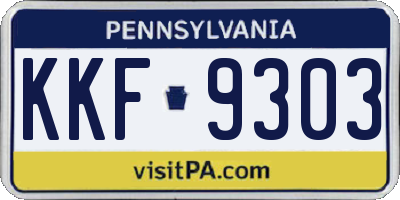 PA license plate KKF9303