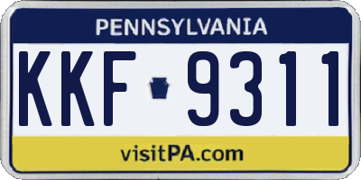 PA license plate KKF9311
