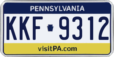 PA license plate KKF9312