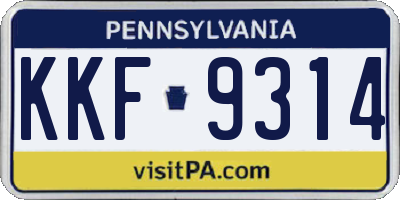 PA license plate KKF9314