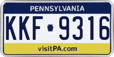 PA license plate KKF9316