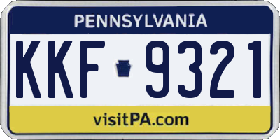 PA license plate KKF9321