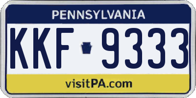 PA license plate KKF9333