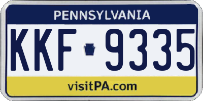 PA license plate KKF9335