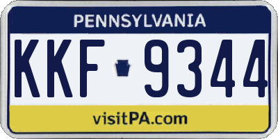 PA license plate KKF9344