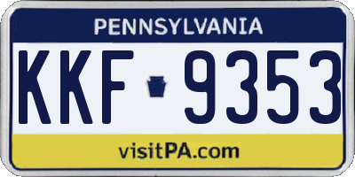 PA license plate KKF9353