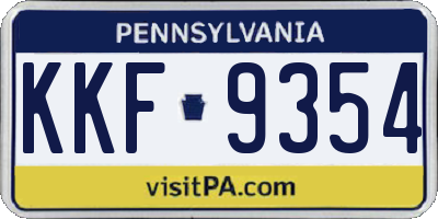 PA license plate KKF9354