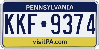 PA license plate KKF9374