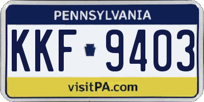 PA license plate KKF9403