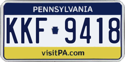 PA license plate KKF9418