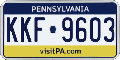 PA license plate KKF9603