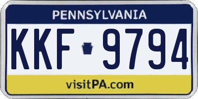PA license plate KKF9794