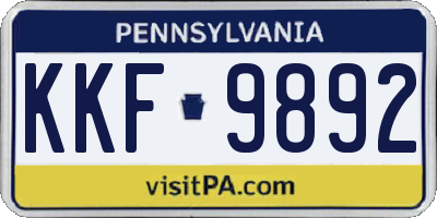 PA license plate KKF9892