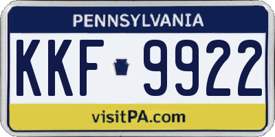 PA license plate KKF9922