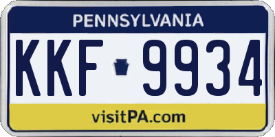 PA license plate KKF9934