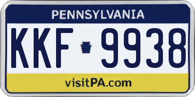 PA license plate KKF9938
