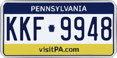 PA license plate KKF9948
