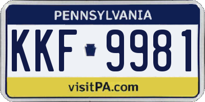 PA license plate KKF9981