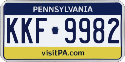 PA license plate KKF9982