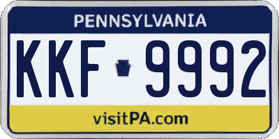 PA license plate KKF9992