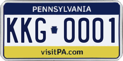 PA license plate KKG0001