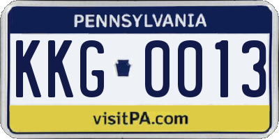 PA license plate KKG0013